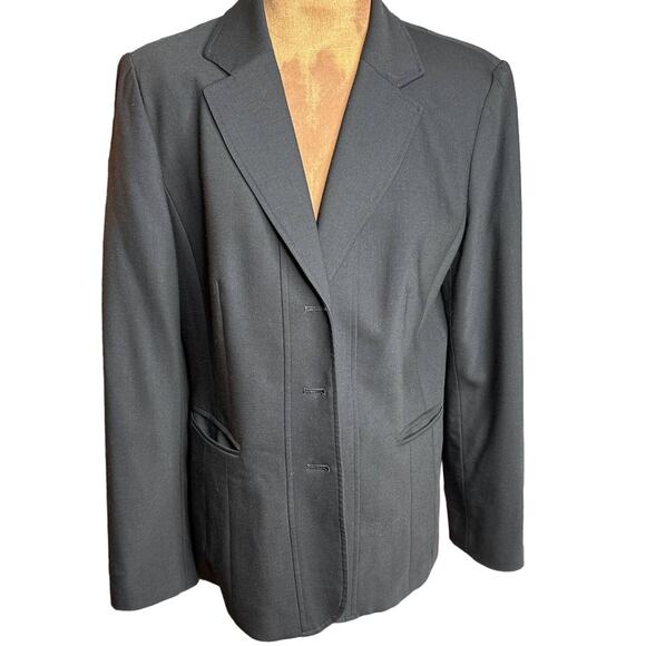 Talbots Blazer Size 10 Black 3 Button Stretch Corpcore Business Wear Work Basics - Picture 1 of 4